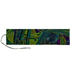 Jungle Print Green Abstract Pattern Roll Up Canvas Pencil Holder (l) by SpinnyChairDesigns