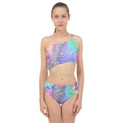 Pastel Marble Paint Swirl Pattern Spliced Up Two Piece Swimsuit by SpinnyChairDesigns