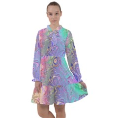 Pastel Marble Paint Swirl Pattern All Frills Chiffon Dress by SpinnyChairDesigns