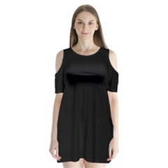 Plain Black Solid Color Shoulder Cutout Velvet One Piece by FlagGallery