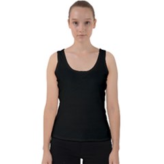 Plain Black Solid Color Velvet Tank Top by FlagGallery