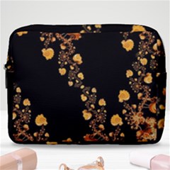 Abstract Gold Yellow Roses On Black Make Up Pouch (large) by SpinnyChairDesigns