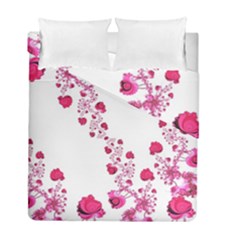 Abstract Pink Roses On White Duvet Cover Double Side (full/ Double Size) by SpinnyChairDesigns