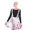 Abstract Pink Roses on White Suspender Skater Skirt View1