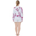 Abstract Pink Roses on White Women s Tie Up Sweat View2