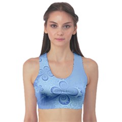 Light Blue Intricate Swirls Pattern Sports Bra by SpinnyChairDesigns