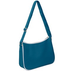 Mosaic Blue Pantone Solid Color Zip Up Shoulder Bag by FlagGallery