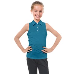 Mosaic Blue Pantone Solid Color Kids  Sleeveless Polo Tee