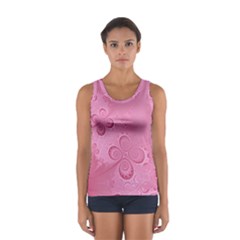 Pink Intricate Swirls Pattern Sport Tank Top  by SpinnyChairDesigns