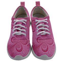 Pink Intricate Swirls Pattern Mens Athletic Shoes by SpinnyChairDesigns