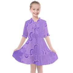 Purple Intricate Swirls Pattern Kids  All Frills Chiffon Dress by SpinnyChairDesigns