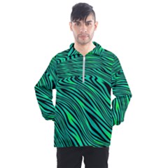 Black And Green Abstract Stripes Pattern Men s Half Zip Pullover