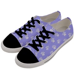 Animal Cat Dog Paw Prints Pattern Men s Low Top Canvas Sneakers by SpinnyChairDesigns