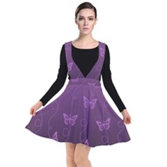 Purple Butterflies Pattern Plunge Pinafore Dress by SpinnyChairDesigns