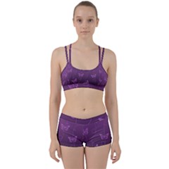 Purple Butterflies Pattern Perfect Fit Gym Set