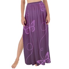 Purple Butterflies Pattern Maxi Chiffon Tie-up Sarong by SpinnyChairDesigns