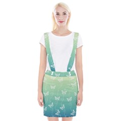 White Butterflies On Blue And Light Green Braces Suspender Skirt by SpinnyChairDesigns