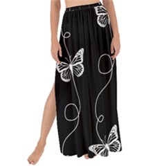 Black And White Butterfly Pattern Maxi Chiffon Tie-up Sarong by SpinnyChairDesigns