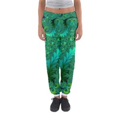 Green Floral Fern Swirls And Spirals Women s Jogger Sweatpants by SpinnyChairDesigns