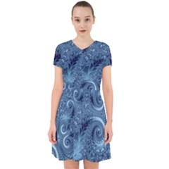 Blue Floral Fern Swirls And Spirals  Adorable In Chiffon Dress by SpinnyChairDesigns