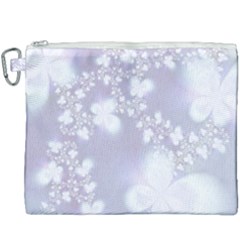 Pale Violet And White Floral Pattern Canvas Cosmetic Bag (xxxl) by SpinnyChairDesigns