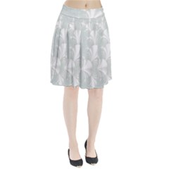 Mint Cream And White Intricate Swirl Spiral Pleated Skirt by SpinnyChairDesigns