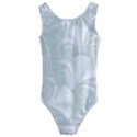 Mint Cream and White Intricate Swirl Spiral Kids  Cut-Out Back One Piece Swimsuit View1