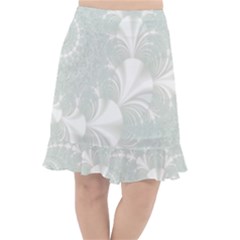 Mint Cream And White Intricate Swirl Spiral Fishtail Chiffon Skirt by SpinnyChairDesigns