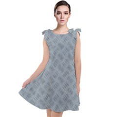 Grey Diamond Plate Metal Texture Tie Up Tunic Dress