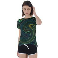 Dark Green Swirls Short Sleeve Foldover Tee