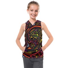 Abstract Tribal Swirl Kids  Sleeveless Hoodie by SpinnyChairDesigns