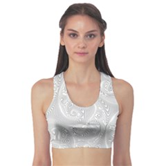 White Abstract Paisley Pattern Sports Bra by SpinnyChairDesigns