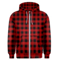 Grunge Red Black Buffalo Plaid Men s Zipper Hoodie by SpinnyChairDesigns