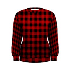 Grunge Red Black Buffalo Plaid Women s Sweatshirt by SpinnyChairDesigns