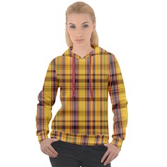 Madras Plaid Yellow Gold Women s Overhead Hoodie by SpinnyChairDesigns