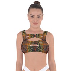 Vintage Red Gold Green Bandaged Up Bikini Top by SpinnyChairDesigns