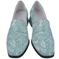 Light Blue Wildflowers Women s Chunky Heel Loafers
