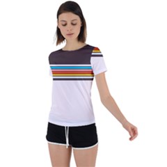 Vintage Stripes Back Circle Cutout Sports Tee by tmsartbazaar