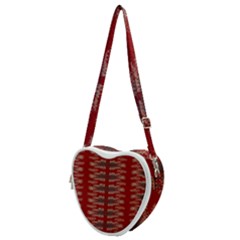 Red Grey Ikat Pattern Heart Shoulder Bag