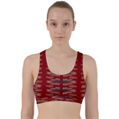 Red Grey Ikat Pattern Back Weave Sports Bra by SpinnyChairDesigns