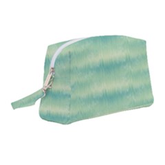 Light Green Turquoise Ikat Pattern Wristlet Pouch Bag (medium) by SpinnyChairDesigns