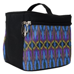 Purple Blue Ikat Stripes Make Up Travel Bag (small) by SpinnyChairDesigns