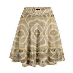 Ecru And Brown Intricate Pattern High Waist Skirt by SpinnyChairDesigns