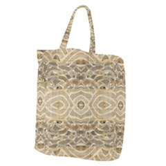 Ecru And Brown Intricate Pattern Giant Grocery Tote by SpinnyChairDesigns