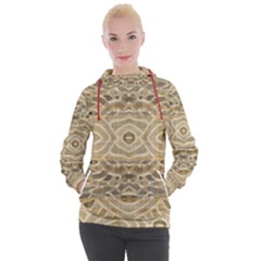 Ecru And Brown Intricate Pattern Women s Hooded Pullover by SpinnyChairDesigns