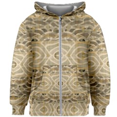 Ecru And Brown Intricate Pattern Kids  Zipper Hoodie Without Drawstring by SpinnyChairDesigns