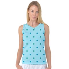 Blue Teal Green Polka Dots Women s Basketball Tank Top by SpinnyChairDesigns