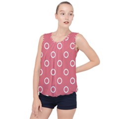 Coral Pink And White Circles Polka Dots Bubble Hem Chiffon Tank Top by SpinnyChairDesigns