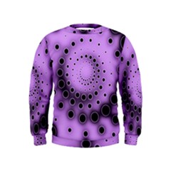 Abstract Black Purple Polka Dot Swirl Kids  Sweatshirt by SpinnyChairDesigns