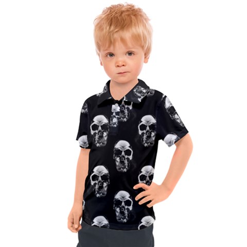 Black And White Skulls Kids  Polo Tee by SpinnyChairDesigns